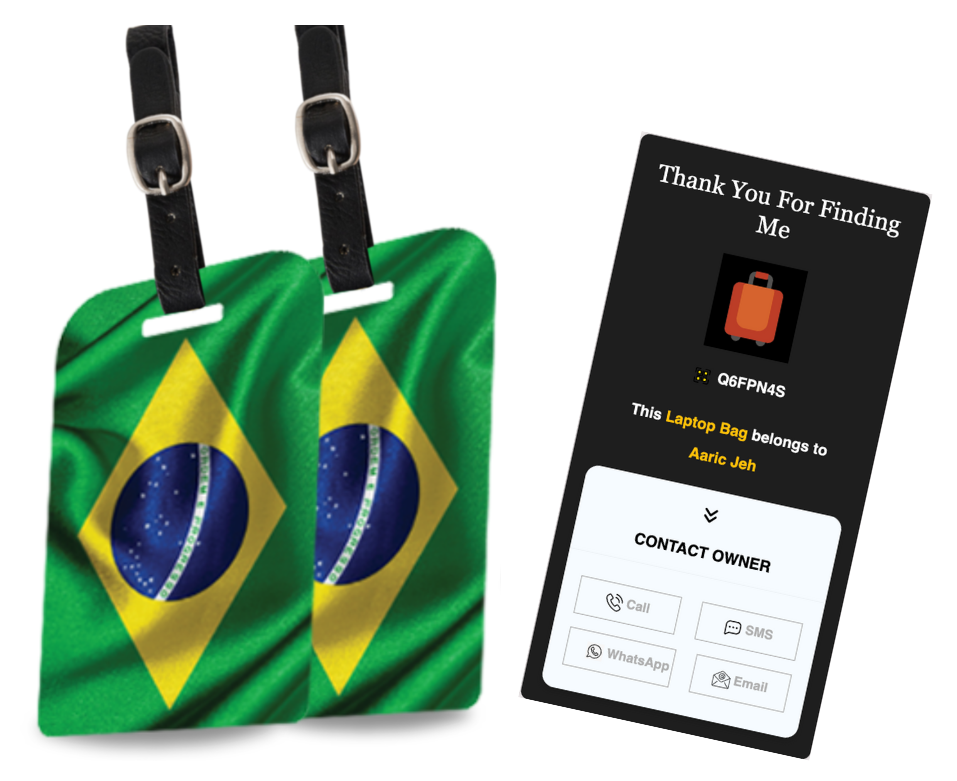 Smart Bag Security Tag - Brazil Flag [Pack 2]