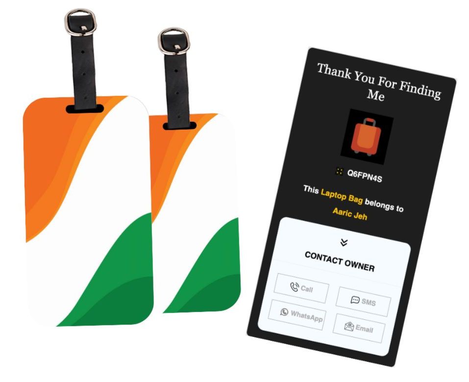 Smart Bag Security Tag - India Flag [Pack 2]